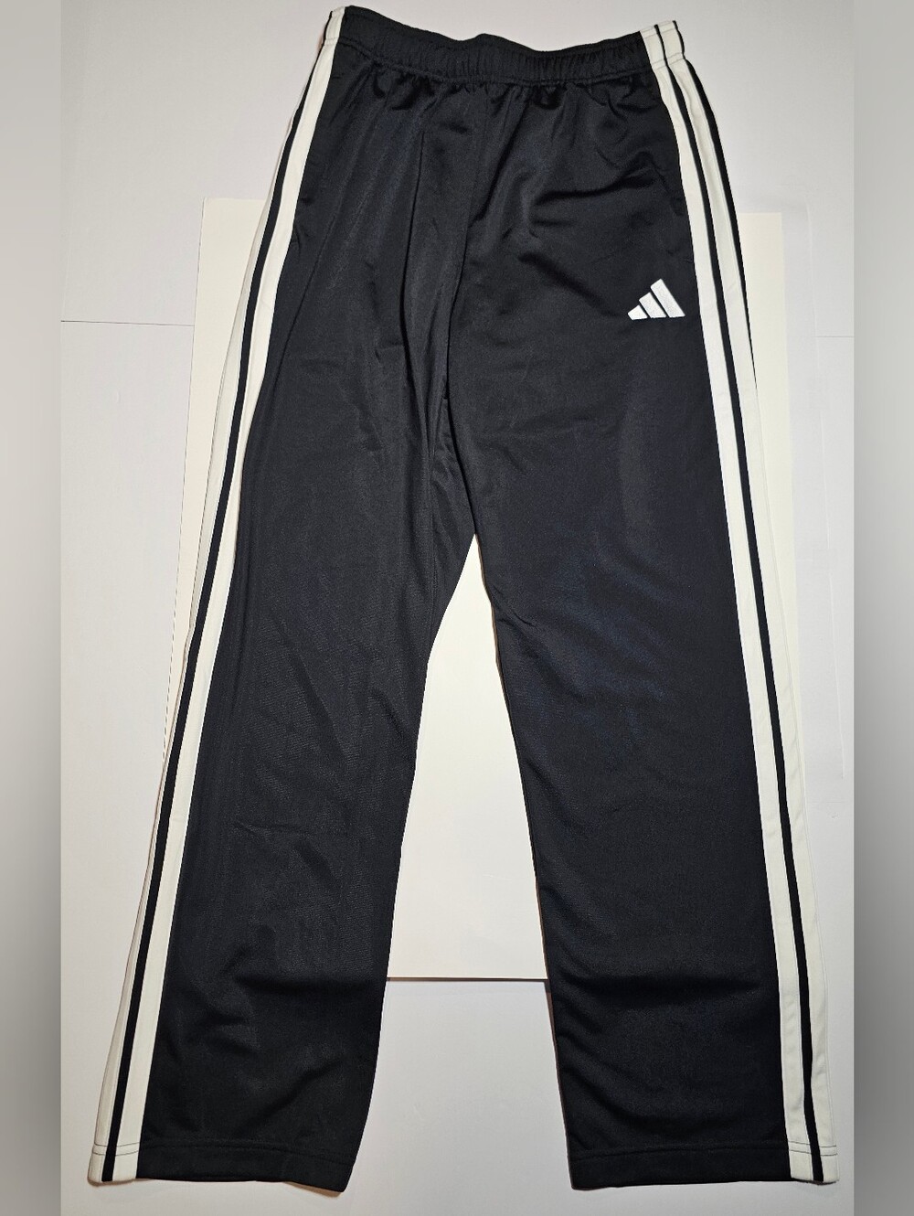 NWT Adidas Mens Black White 3-Stripe Athletic Track Pants Elastic Waist Size M